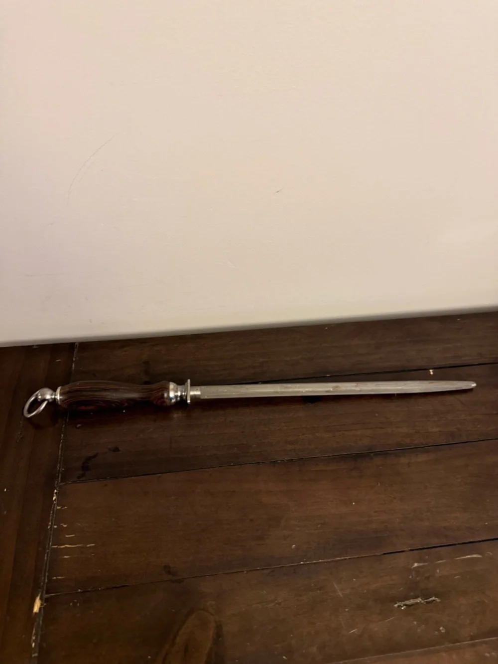 Vintage Dexter Russell Butcher Honing Steel Wood Handle Knife Sharpening Rod